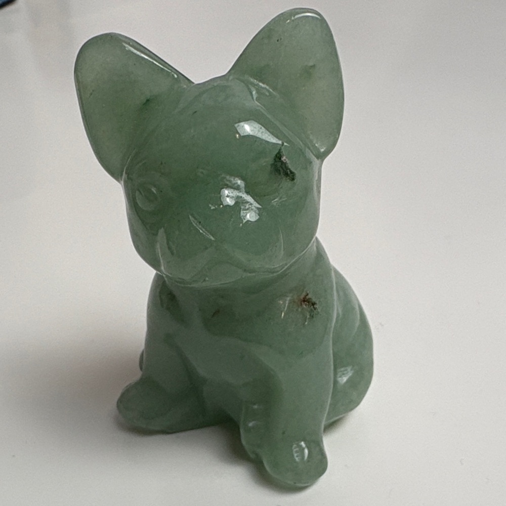 Green Stone French Bulldog Figurine